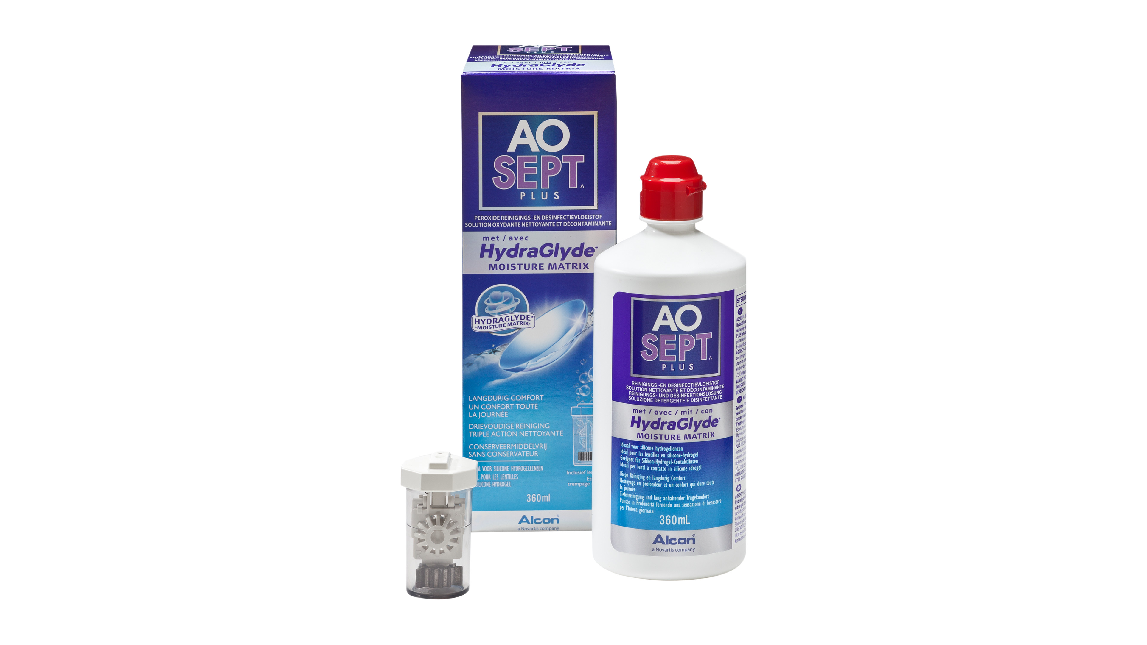Front AOSept AOSEPT® Plus mit HydraGlyde® Peroxid Peroxid Pflege Standardgröße 360ml