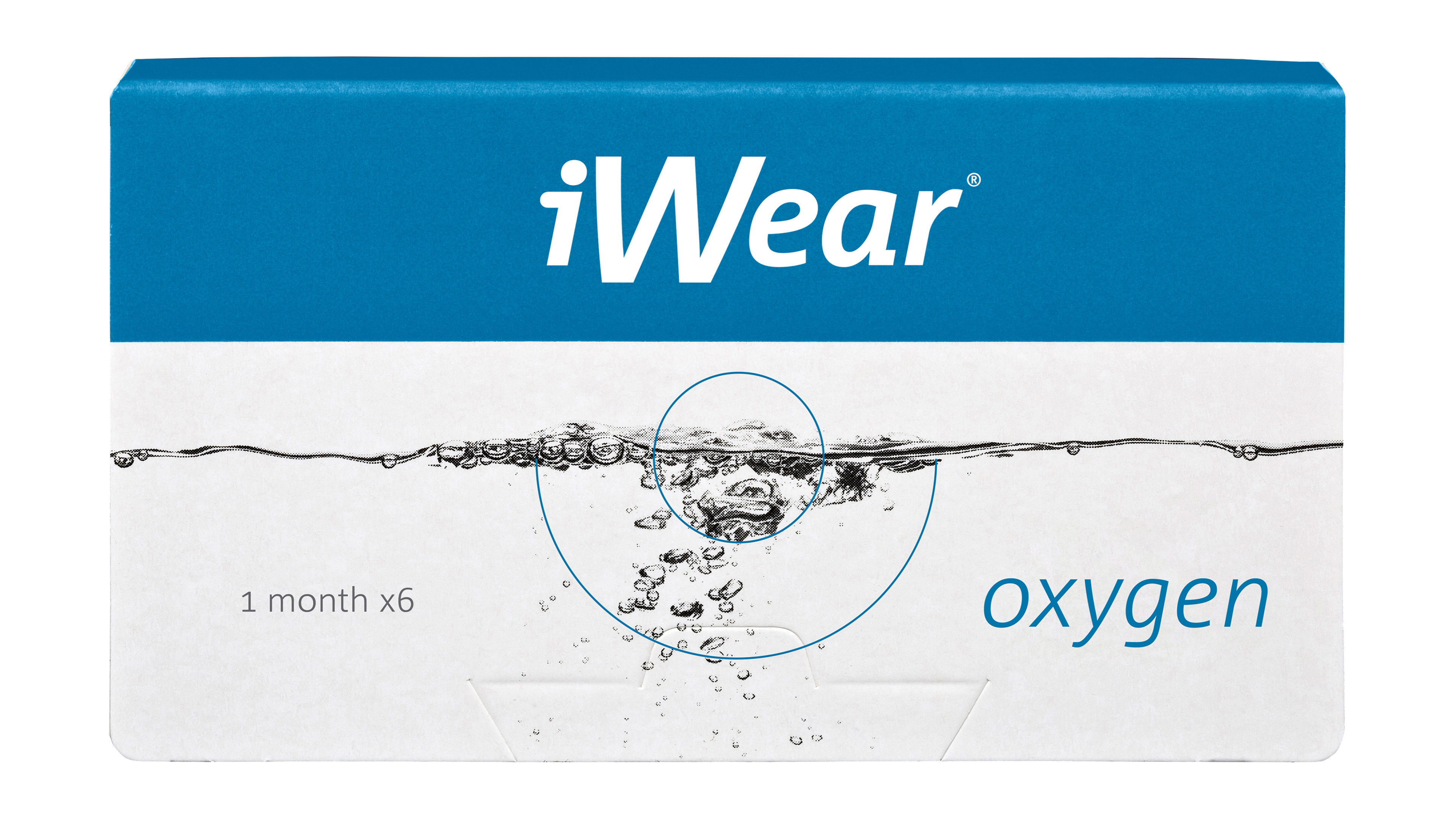 Front iWear® iWear® oxygen Monatslinsen Sphärisch Monatslinsen 6 Linsen pro Packung, pro Auge