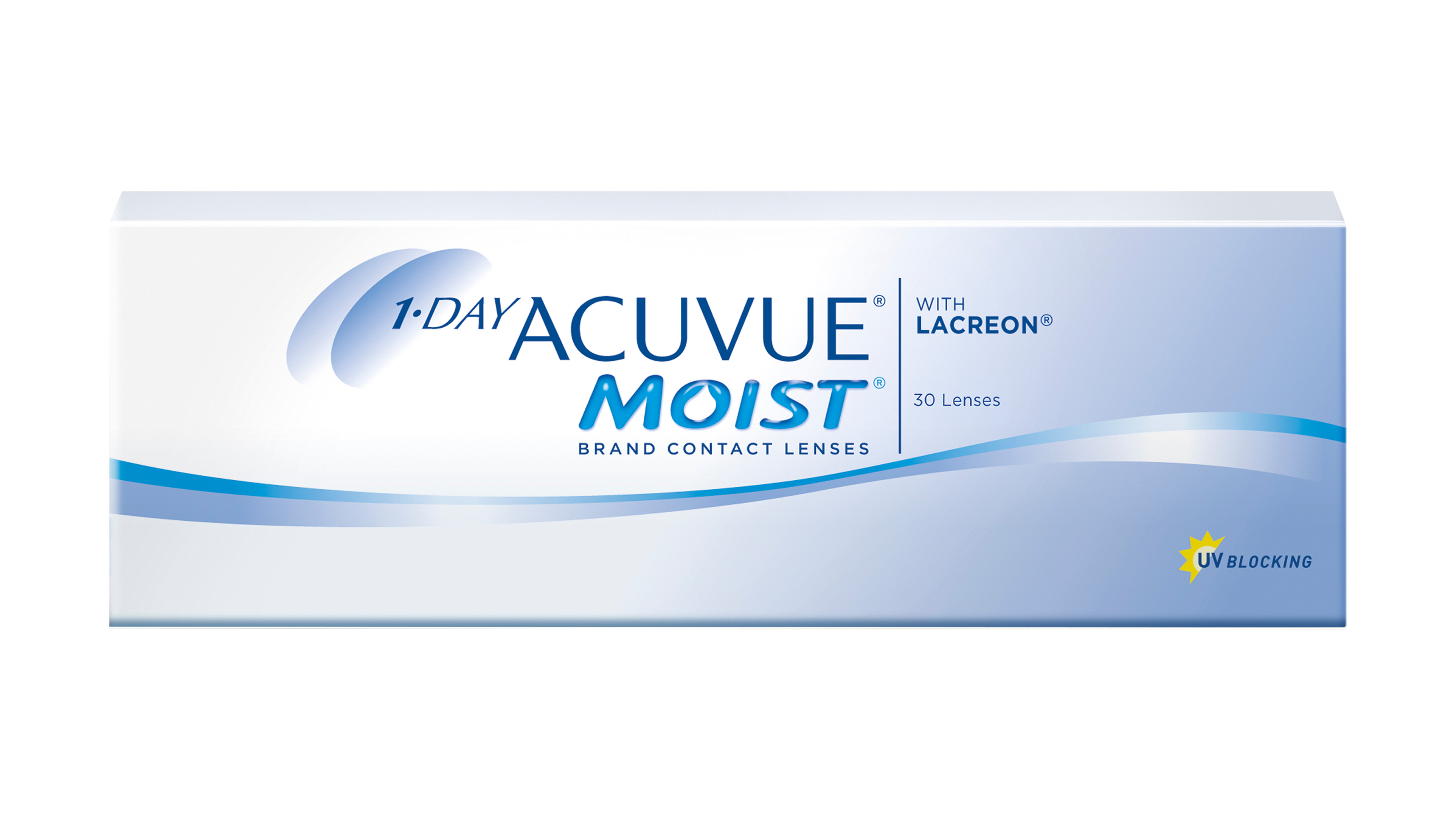 Front ACUVUE® 1-DAY ACUVUE® MOIST Tageslinsen Tageslinsen 30 Linsen pro Packung, pro Auge