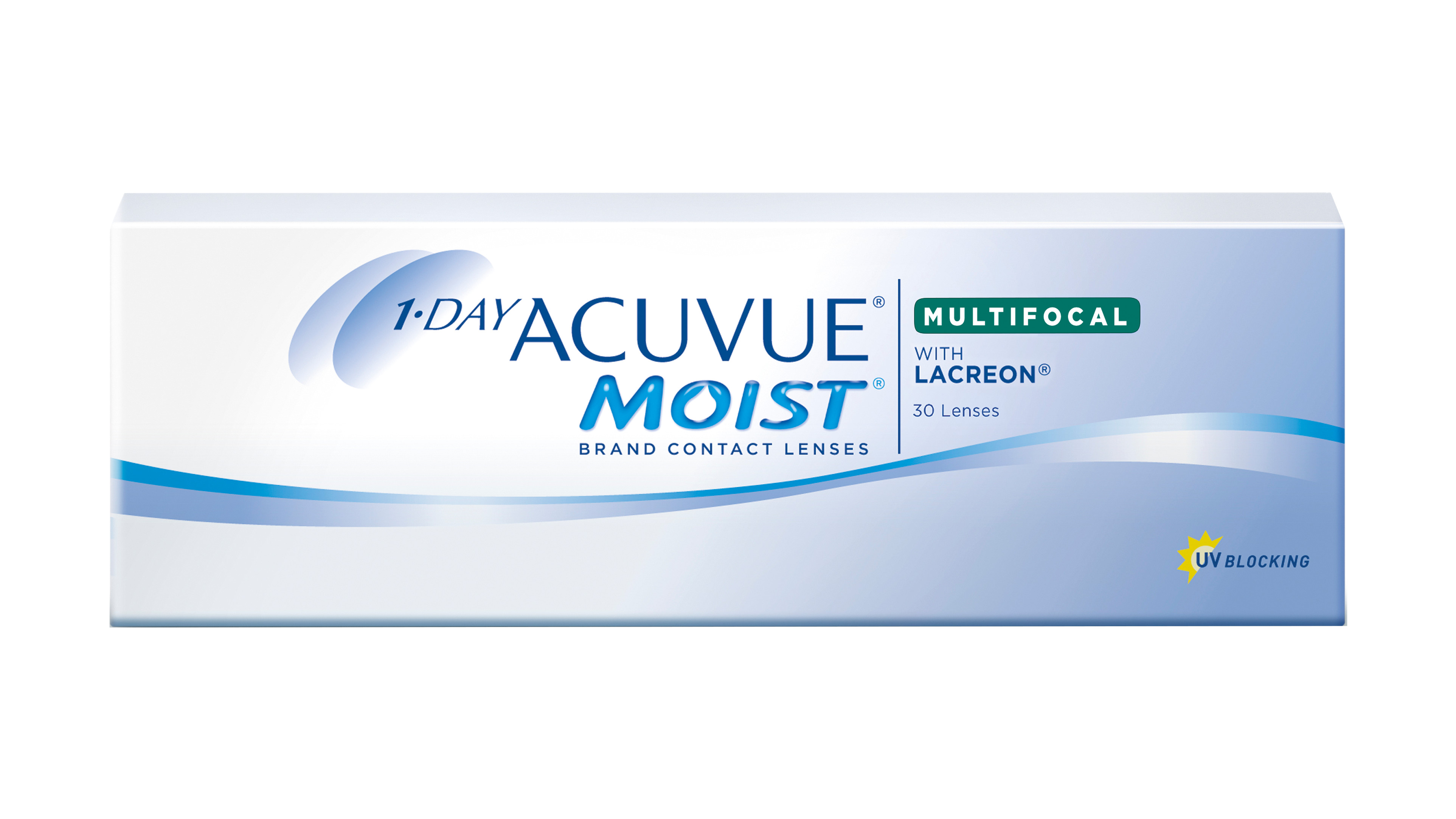 Front ACUVUE® 1-DAY ACUVUE® MOIST MULTIFOCAL Tageslinsen 30 Linsen pro Packung, pro Auge