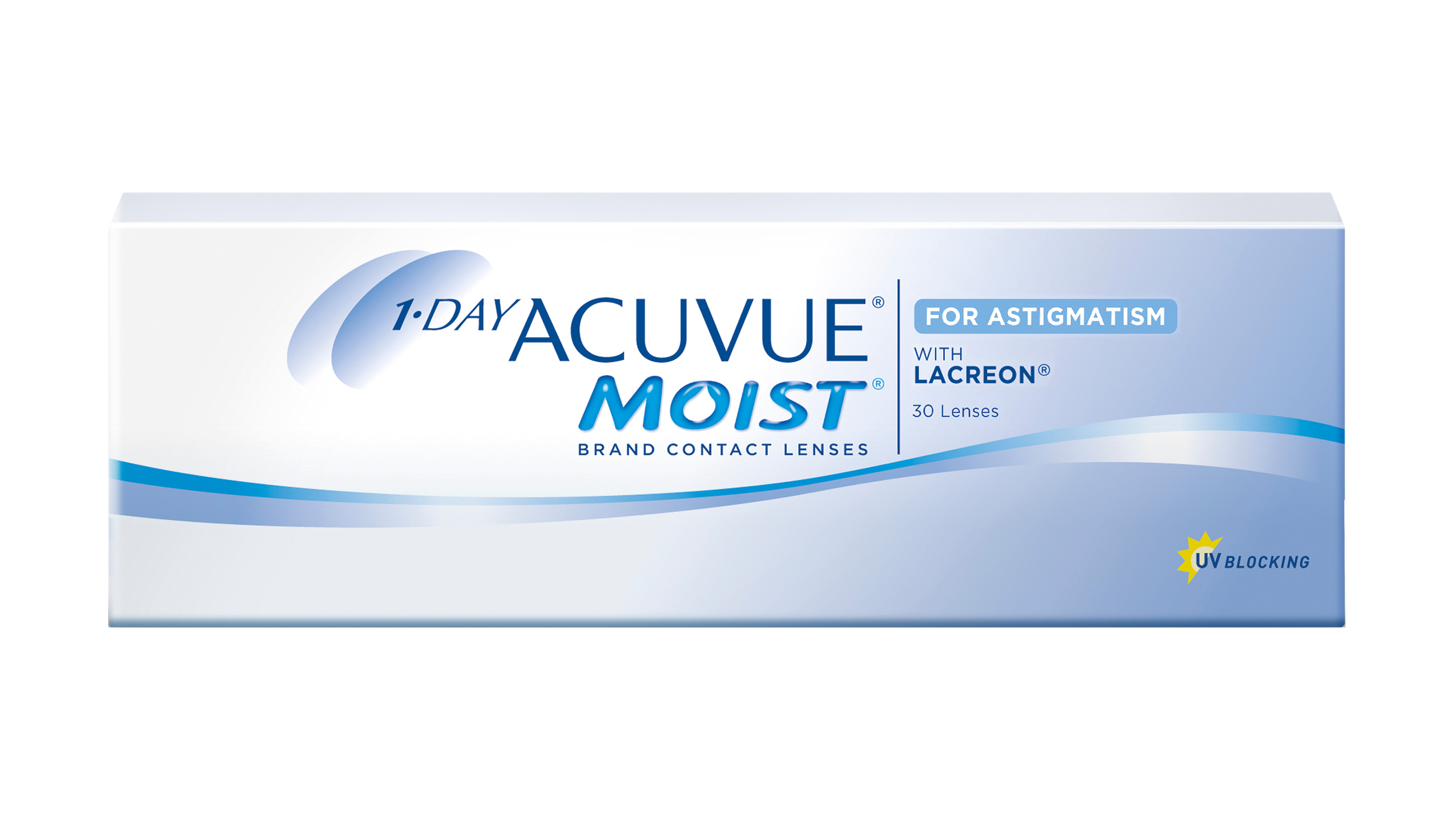Front ACUVUE® 1-DAY ACUVUE® MOIST for ASTIGMATISM Tageslinsen 30 Linsen pro Packung, pro Auge