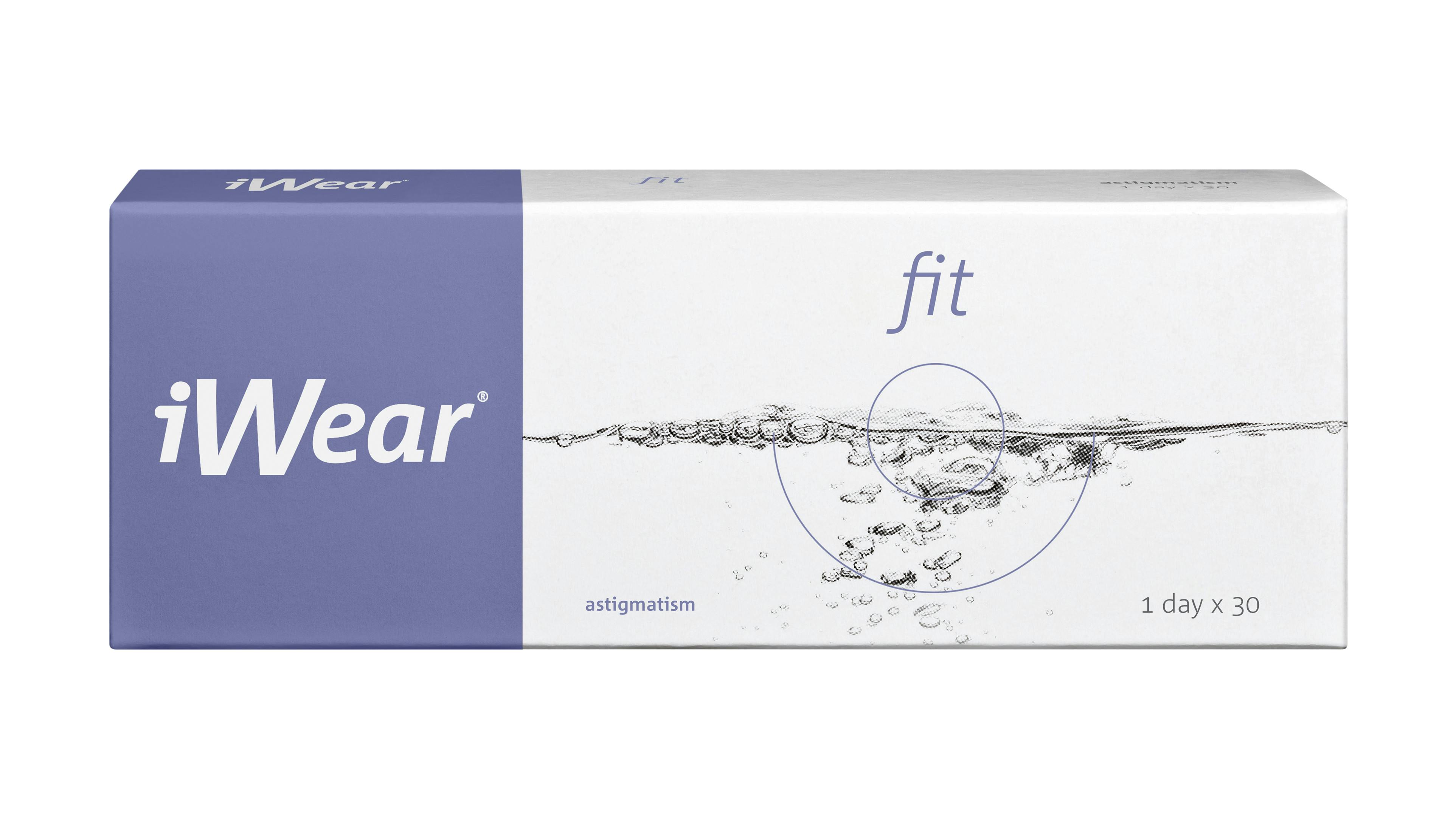 Front iWear® iWear® fit astigmatism Tageslinsen Tageslinsen 30 Linsen pro Packung, pro Auge