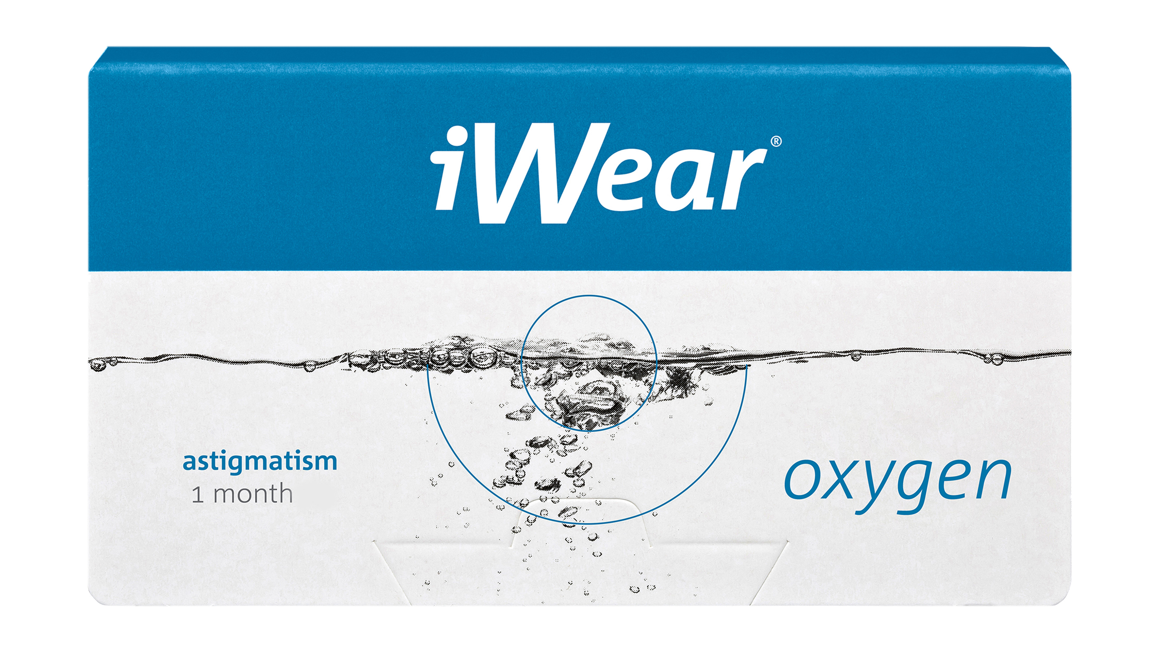 Front iWear® iWear® oxygen astigmatism Monatslinsen Monatslinsen 1 Linse pro Packung, pro Auge