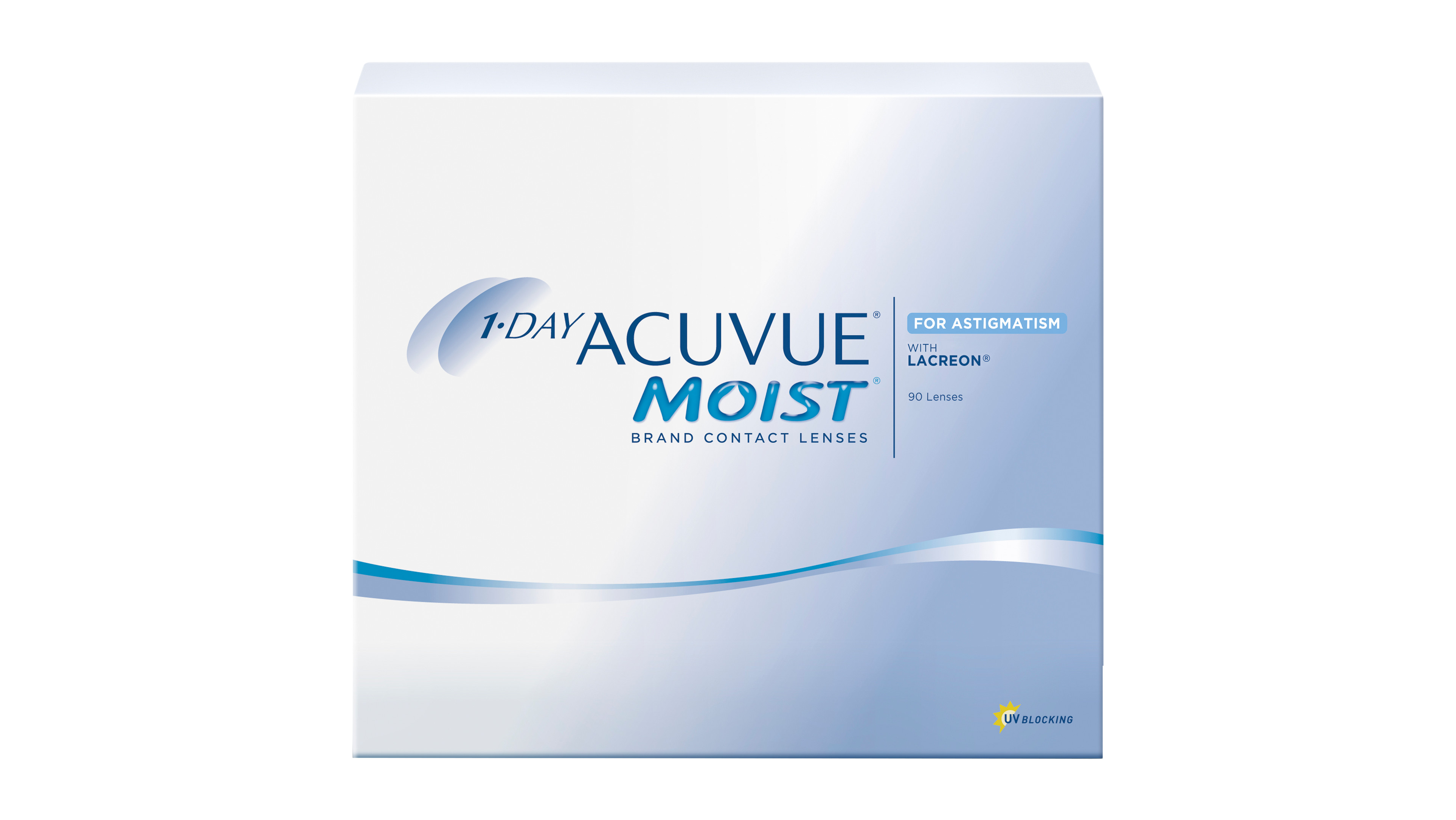 Front ACUVUE® 1-DAY ACUVUE® MOIST for ASTIGMATISM Tageslinsen 90 Linsen pro Packung, pro Auge