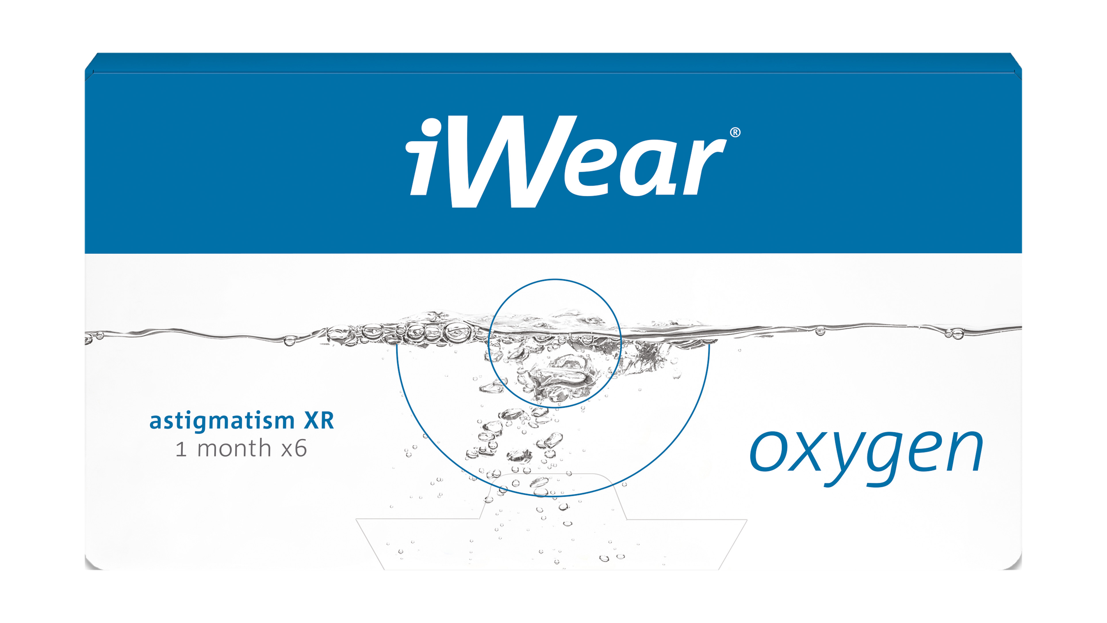 Front iWear® iWear® oxygen XR astigmatism Monatslinsen 6 Linsen pro Packung, pro Auge