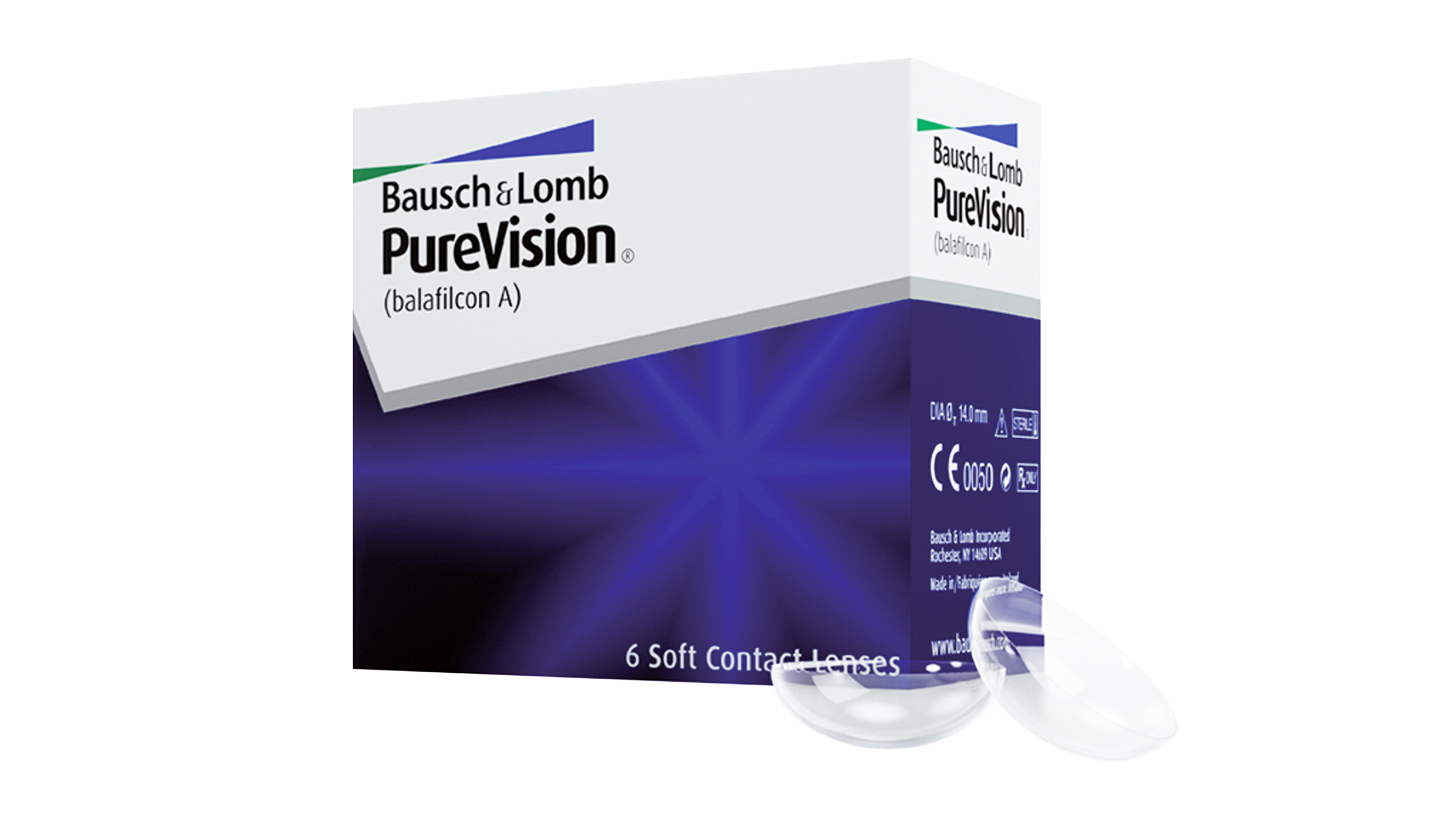 Front PureVision® PureVision® Monatslinsen Sphärisch Monatslinsen 6 Linsen pro Packung, pro Auge