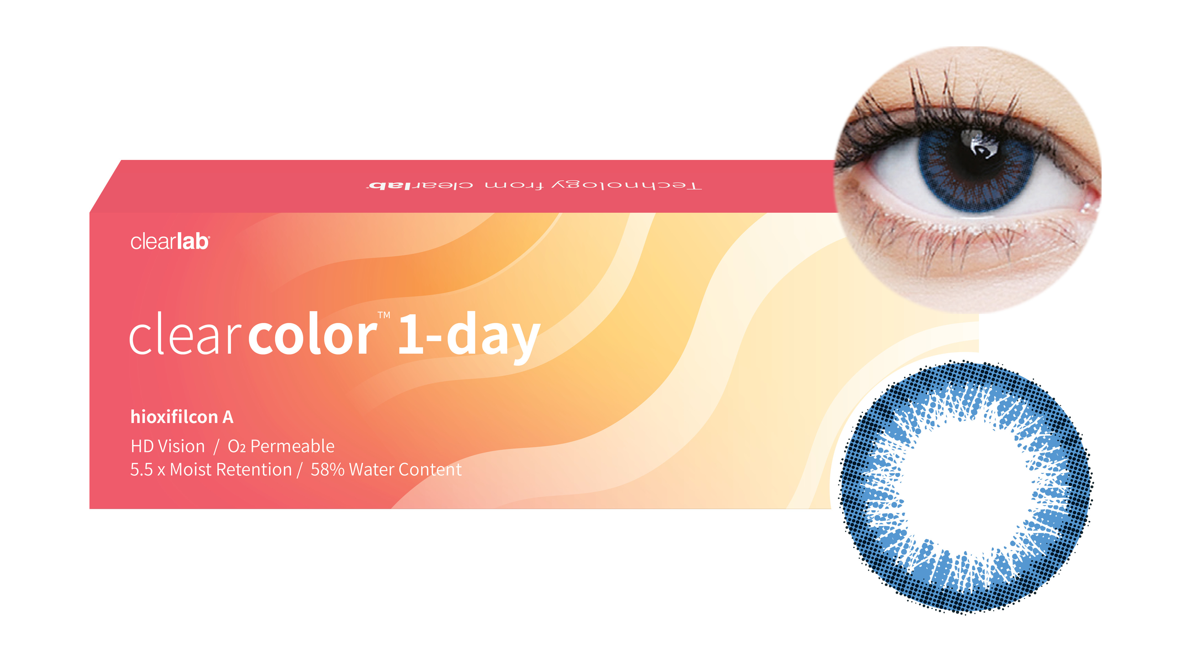 Front clearcolor™ Clearcolor™ 1-Day - Light Blue Tageslinsen 10 Linsen pro Packung, pro Auge