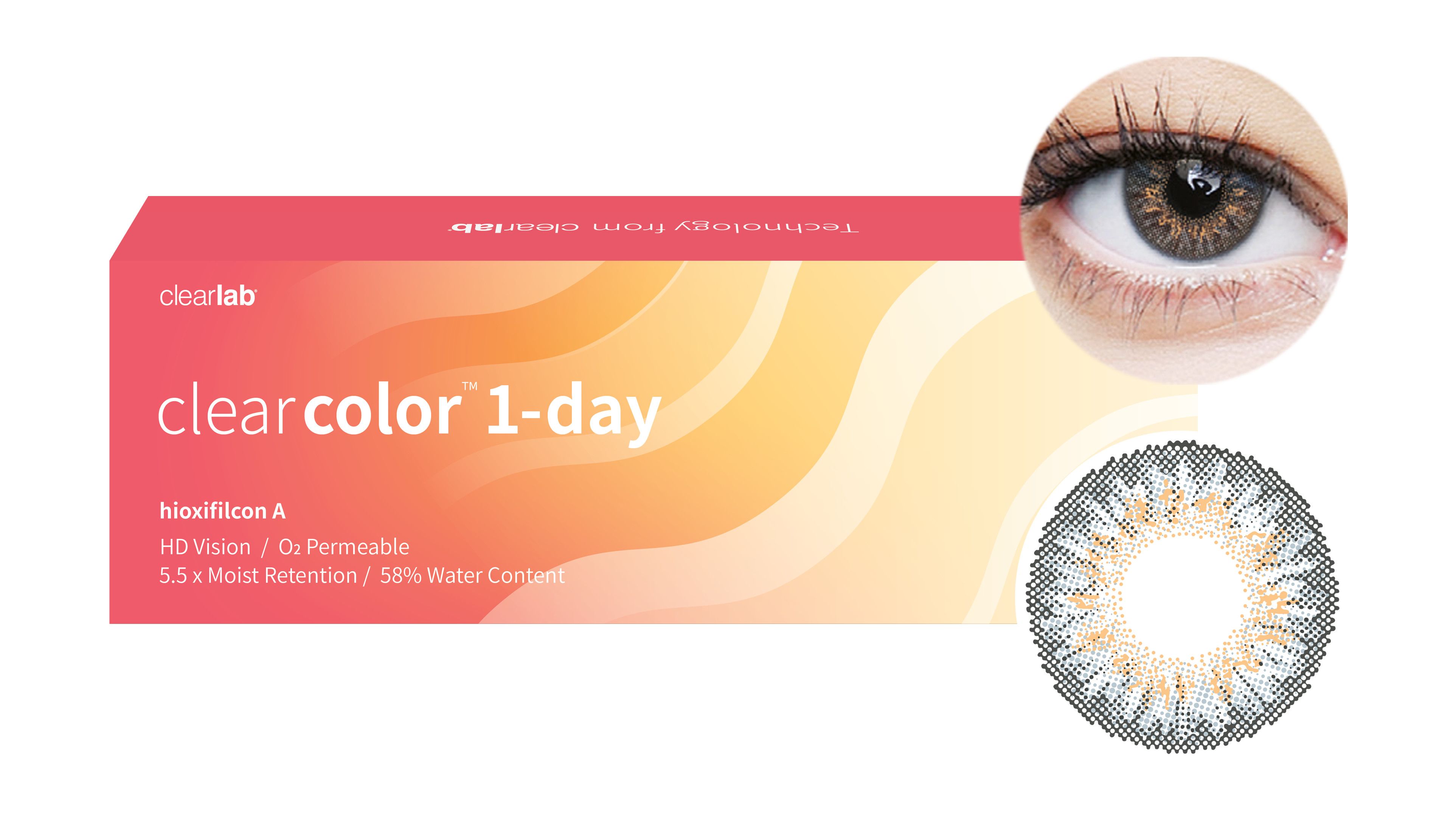 Front clearcolor™ Clearcolor™ 1-Day - Gray Tageslinsen Tageslinsen 10 Linsen pro Packung, pro Auge