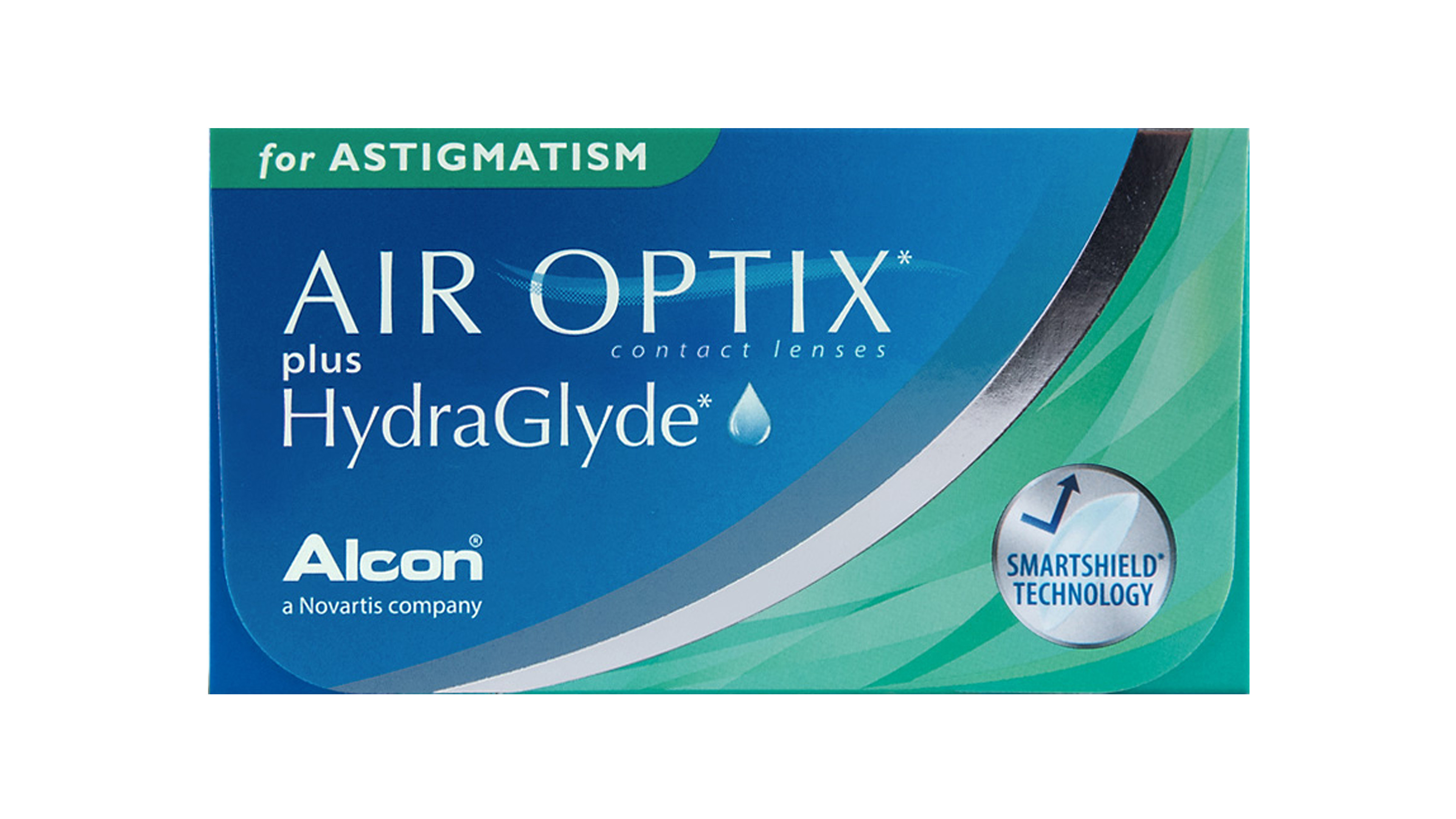 Front AIR OPTIX® AIR OPTIX® plus HydraGlyde for Monatslinsen 3 Linsen pro Packung, pro Auge