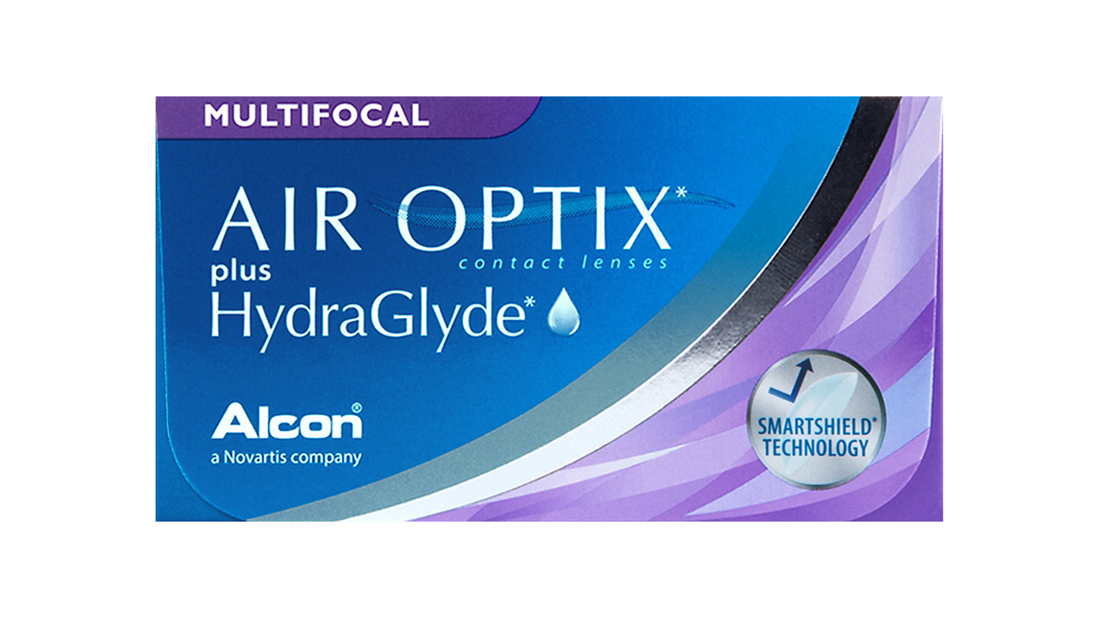 Front AIR OPTIX® AIR OPTIX® plus HydraGlyde Multifocal Monatslinsen 3 Linsen pro Packung, pro Auge