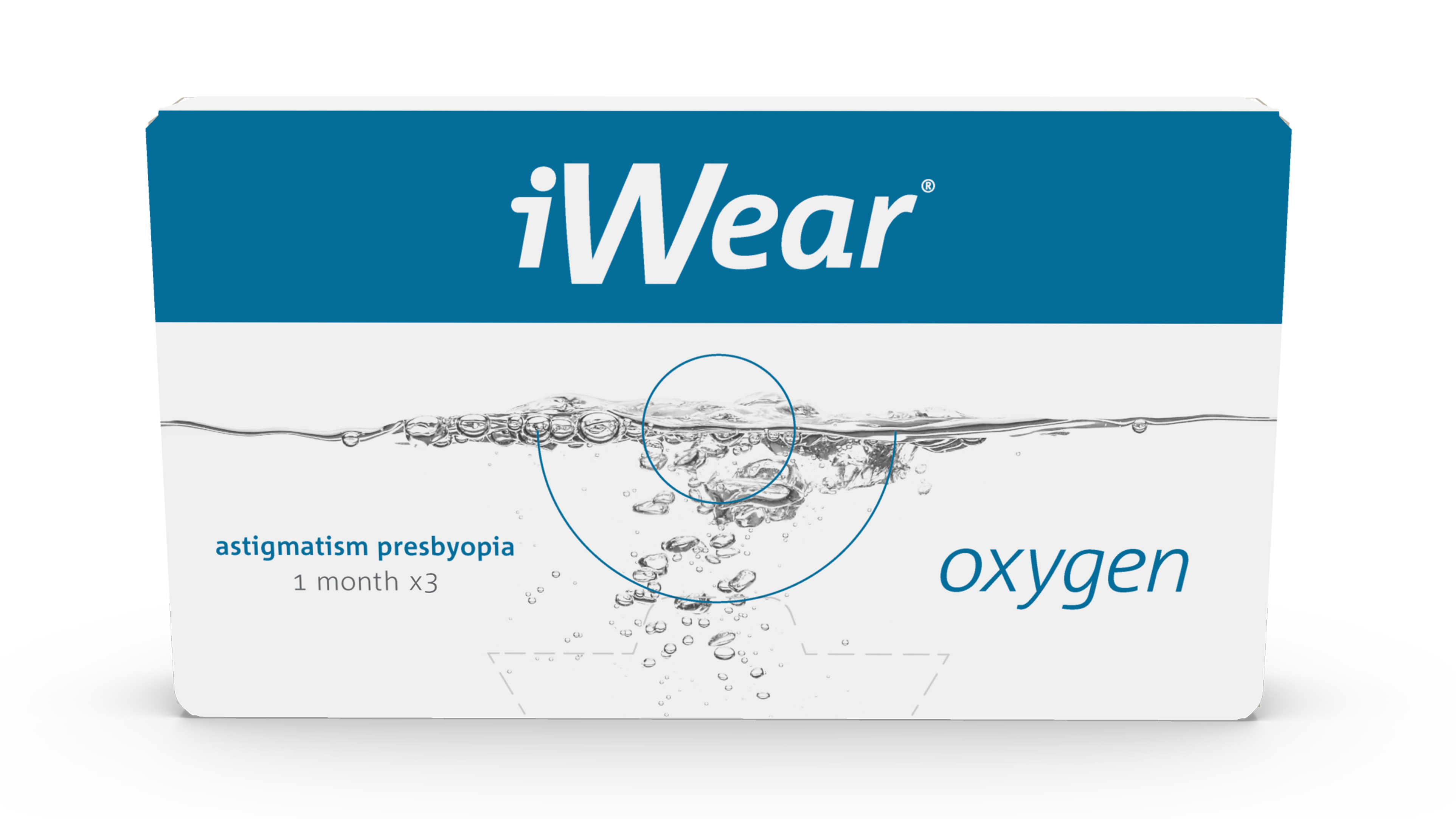 Front iWear® iWear® Oxygen astigmatism presbyopia Monatslinsen 3 Linsen pro Packung, pro Auge