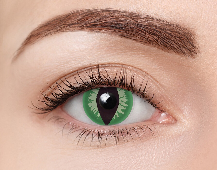 Front clearcolor™ Halloween Kontaktlinsen Green Cat Monatslinsen 2 Linsen pro Packung, pro Auge
