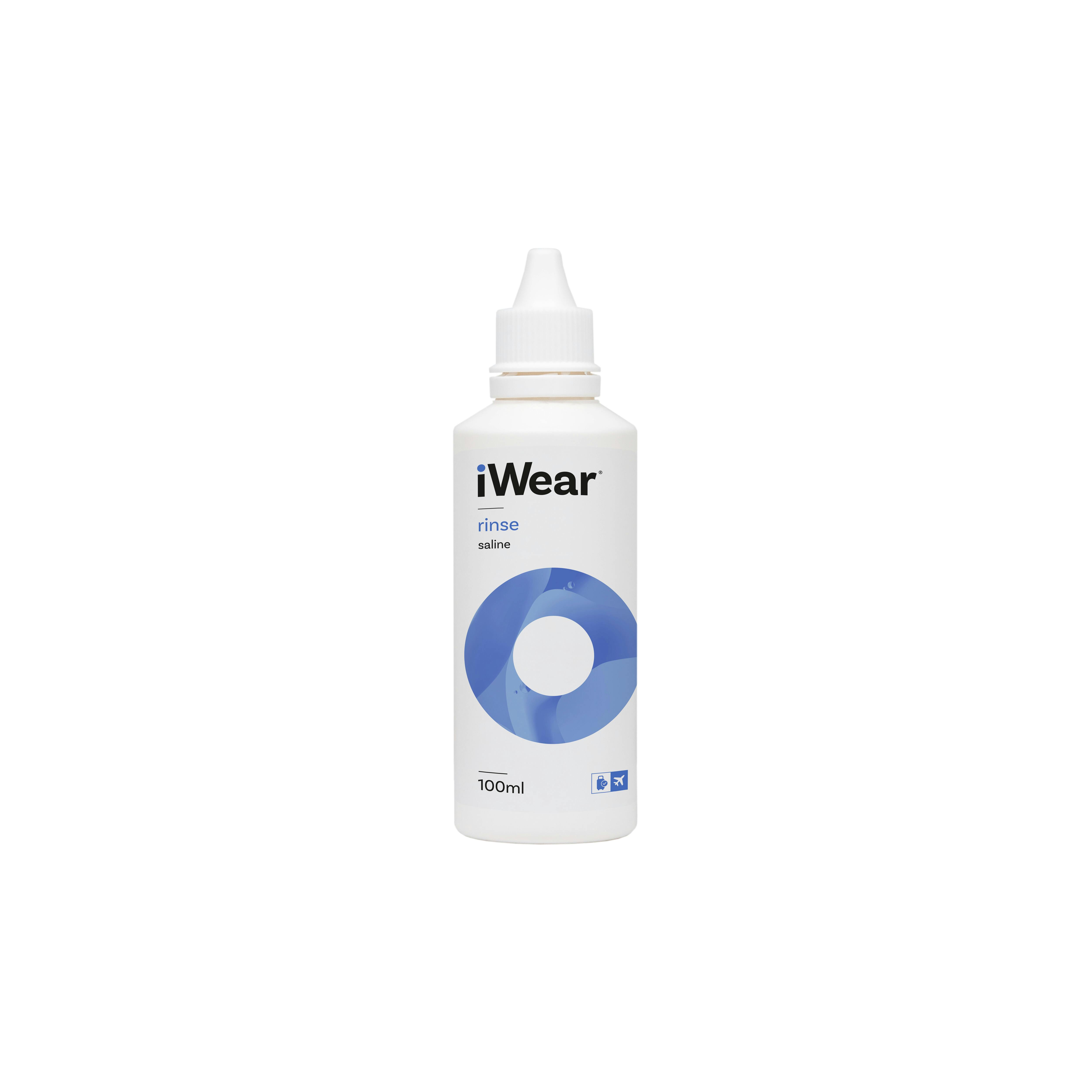 Front iWear® iWear rinse 100ml Kochsalzlösung Kochsalzlösung Reisepack 100ml