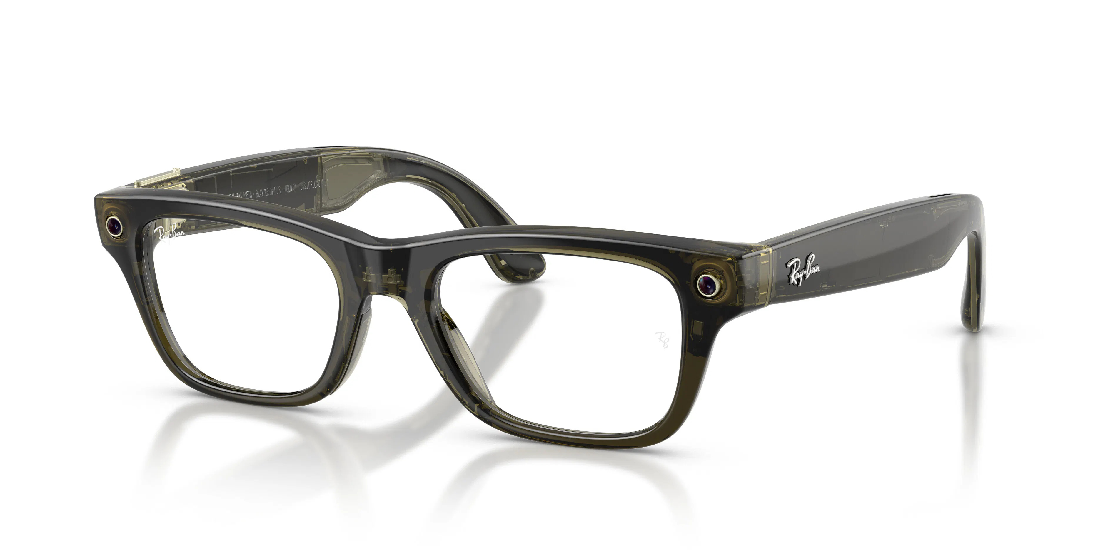 Angle_Left01, Ray-Ban | META (Gen2) BLAYZER OPTICS 0RW7001 8530 Shiny Transparent Dark Olive AI Glasses