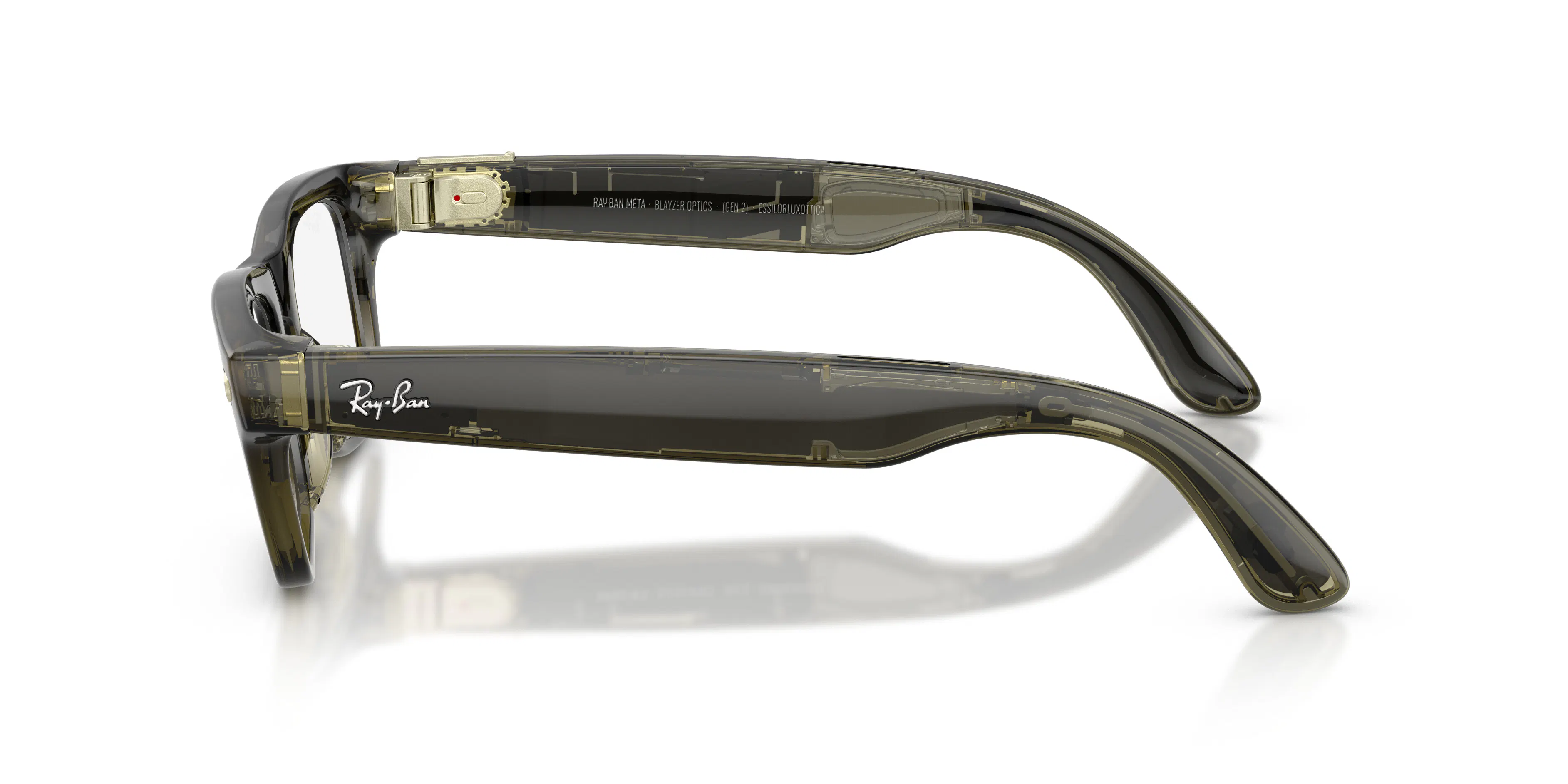 Angle_Left02, Ray-Ban | META (Gen2) BLAYZER OPTICS 0RW7001 8530 Shiny Transparent Dark Olive AI Glasses