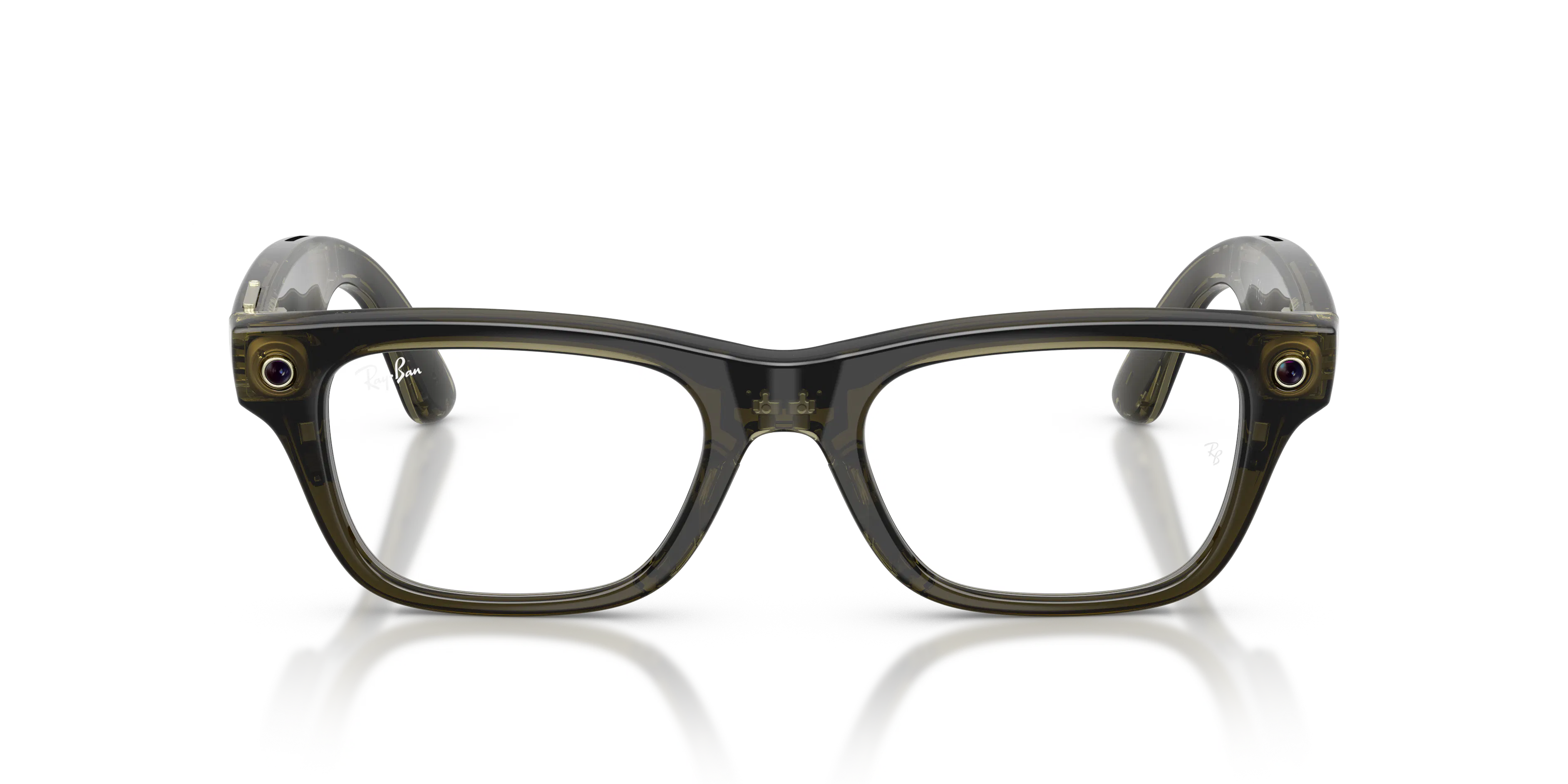 Front, Ray-Ban META (Gen2) BLAYZER OPTICS 0RW7001 8530 Shiny Transparent Dark Olive AI Glasses