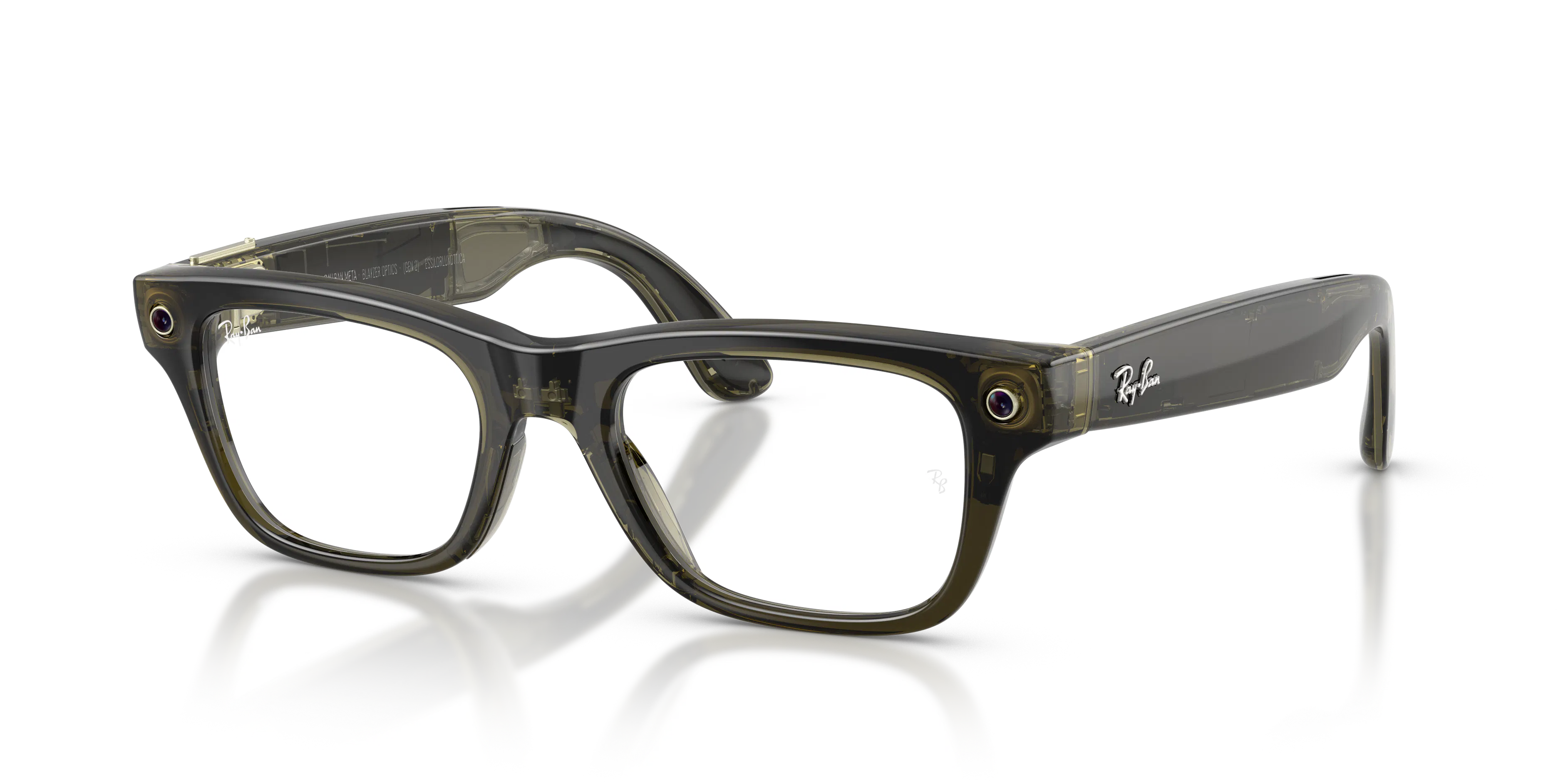 Angle_Left01, Ray-Ban META (Gen2) BLAYZER OPTICS 0RW7001 8530 Shiny Transparent Dark Olive AI Glasses