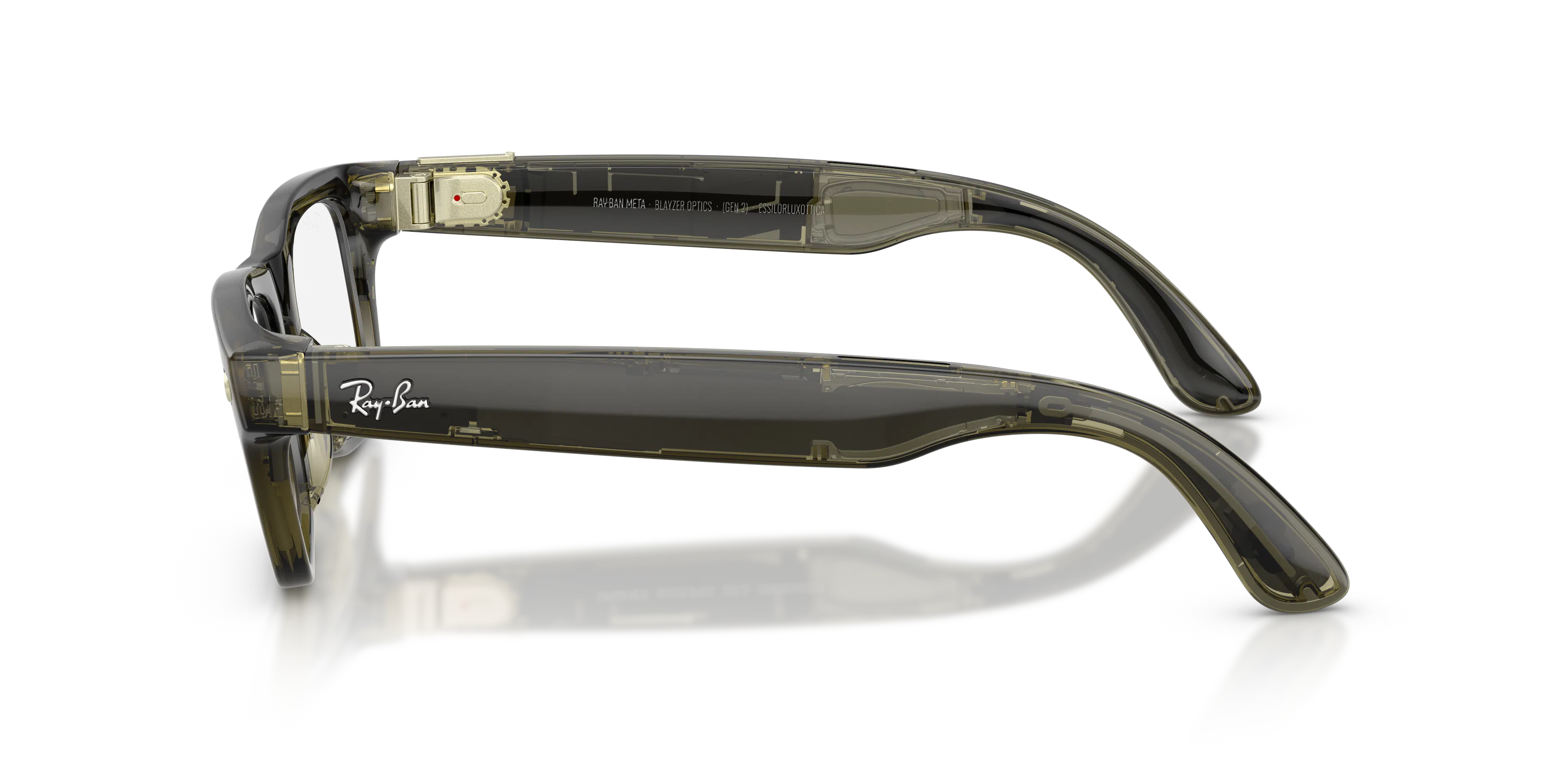 Angle_Left02, Ray-Ban META (Gen2) BLAYZER OPTICS 0RW7001 8530 Shiny Transparent Dark Olive AI Glasses