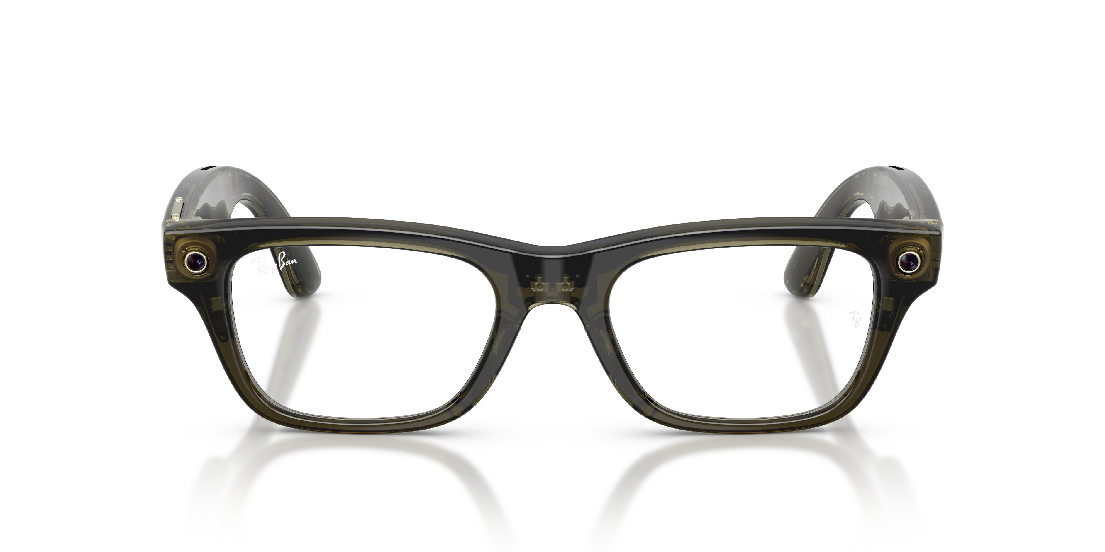 Front, Ray-Ban META (Gen2) BLAYZER OPTICS 0RW7001 8530 Shiny Transparent Dark Olive AI Glasses